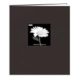 Pioneer 8 1/2 Inch by 11 Inch Postbound Fabric Frame Cover Memory Book, Deep Black