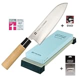 Produkt-Bild: Chroma Haiku Messer 'mit dem Falken' - Santokumesser mit Chroma XL-Schleifstein + Schleifhilfe + DVD - Set 4 tlg. 4292