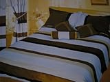 7pc Blue Micro Suede stripe comforter bedding set , King