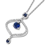 Search : 14K White Gold Diamond and Sapphire Fashion Pendant