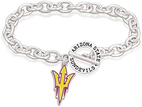 NCAA Arizona State Sun Devils Engraved Toggle Bracelet, One Size, Silver