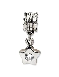 Sterling Silver CZ Star Dangle Charm Bead Fits Pandora Chamilia Biagi Bracelet
