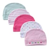 Luvable Friends Cap, 5 Pack, Pink, 0-6 Months