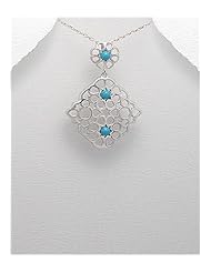 Reconstructed stones Pendant Necklace In Sterling Silver