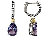 3.25 cts 925 Sterling Silver and 18k Gold Two Tone Genuine Lab Created Alexandrite Earrings