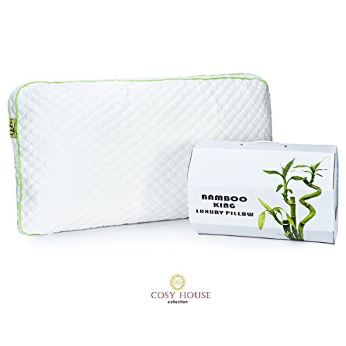 Premium Shredded Memory Foam Bamboo Bed Pillow - Made in the USA - New and Improved Best Pillows For Neck & Back Support - Comfortable, Soft but Firm - Temperature Regulated Breathable Cover (King)