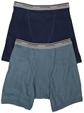 Fruit of the Loom Men's Rugged Boxer Brief 2-Pack, Fall Creek/Dungaree, Large