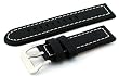 Panerai Style Genuine Thick White Stitching Black Leather Watch Replacement Band by Watch Replacement Bands