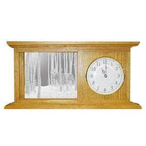 Oak Desk Top Clock With Moose Etched Mirror - Moose Decor - Unique Moose Gift Ideas -...