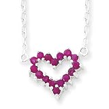 Sterling Silver Genuine RUBY  Heart on 16 Chain Necklace