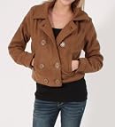 Last Kiss Double Button Fleece Short Coat in Brown