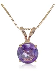 10k Gold 6mm Round Amethyst Pendant Necklace (0.75 ct), 18"
