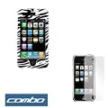 Zebra Snap-on Hard Cover Case + Clear Reusable LCD Screen Protector for AT&T Apple iPhone 3G S