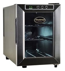 Vinotemp VT-6TEDS Thermo-Electric Digital 6-Bottle Wine Chiller, Black and Stainless