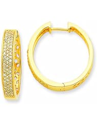 0.5 Carat 14K Gold Diamond Hinged Hoop Earrings
