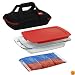 Pyrex Portable 4-Piece Set, includes 1-ea 3-qt Easy Grab Oblong, RedCover, Large Unipack, Black Carrier