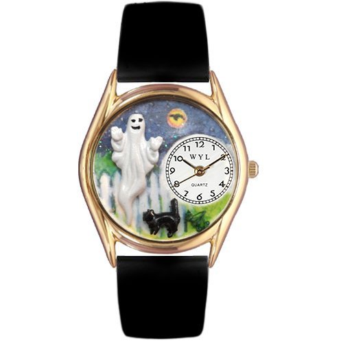 Whimsical Watches Women's C1220006 Classic Gold Christmas Gingerbread White Leather And Goldtone Watch