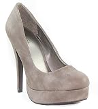Burnished Round-toe Stiletto Platform Pumps