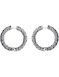 OWC Sterling Silver Greek key hoop earring