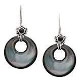 Sajen Sterling Silver Mother of Pearl and Black Star Earrings