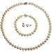 Peach Pink 6-7mm AAA Cultured Pearl Strand Platinum Overlay Sterling Silver Princess Necklace 18", Bracelet & Earrings Set