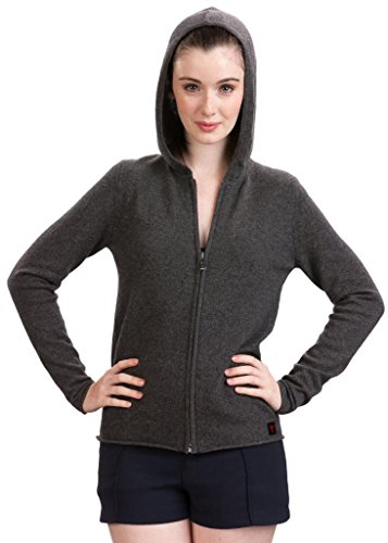Zip Hoodies for Women - 100% Cashmere - by Citizen Cashmere (Dark Grey/Navy)