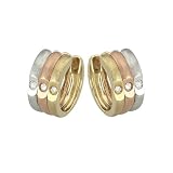 14K Tri Color Gold 0.09 ct. Diamond Fashion Earrings