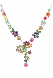 Glamorousky Colorful Flower Necklace with Multi-color Austrian Element Crystals (979)