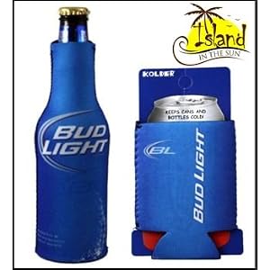 (2) Bud Light Graphic Beer Can and Bottle Koozie Cooler by 