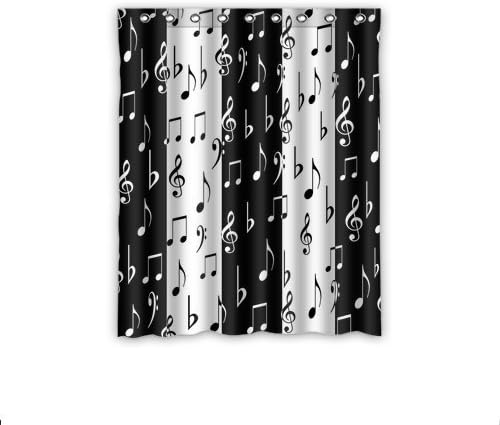 Shading Blackout Thermal Insulation Window Curtains Custom Musical Notes Black And White Window Window Curtain 52" x 63" Inch - 1 Piece