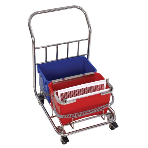 Contec 2622 Stainless Steel Cart with Two Red and Blue Polypropylene Buckets, 6.5 Gallon Capacity, Slinger Frame Contec 2622 Stainless Steel Cart with Two Red and Blue Polypropylene Buckets, 6.5 Gallon Capacity, Slinger Frame