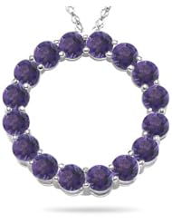 4.09-4.12 Cts Amethyst Circle Pendant in 14K White Gold