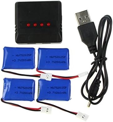 IUModel 3.7V 200Mah Li-po Battery + 4 in 1 charger box for for Syma X4 X11 X13 RC Quadcopter(Pack of 4)