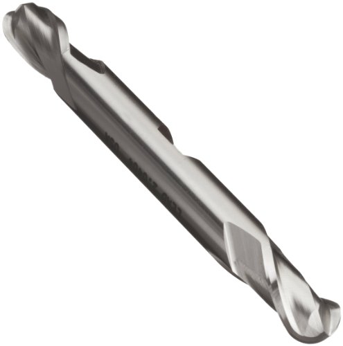 Union Butterfield 5110418 High Speed Steel (HSS) Ball Nose End Mill, Inch, Double End, Weldon Shank, Uncoated (Bright) Finish, 2 Flutes, 3.375" Overall Length, 0.2500" Cutting Diameter, 0.375" Shank D