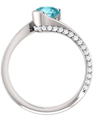14K White Gold 6.00mm Round Cut Zircon and Diamond Ring -- LIFETIME WARRANTY