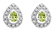 10k White Gold, August Birthstone, Peridot and Diamond Pear Shaped Earrings