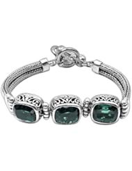 Sterling Silver Bracelet with Green Quartz