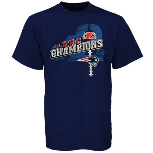 Buy New England Patriots Navy Blue 2007 AFC Conference Champions Angled T-shirt by Football Fanatics