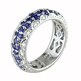 1.79 Ct Round Cut Sapphire & Diamond Wedding/anniversary Band 18k White Gold Deals