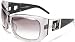 FERRE SUNGLASSES DESIGNER FASHION AUTHENTIC WOMENS GREY BLACK SHINY PALLADIUM SWAROVSKI SILVER FRAME | GRADIENT SMOKE LENS GF876 04