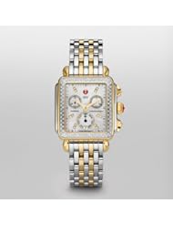 MICHELE Womens MWW06P000108 Deco Analog Display Swiss Quartz Silver Watch