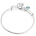Top Plaza I LOVE YOU Round Alloy Charm Rhinestone Expandable Wire Bangle Bracelet