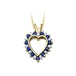 10K Yellow Gold 0.06 ct. Diamond with Alternating 3/4 ct. Sapphire Heart Pendant with Chain