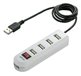 バッファローコクヨサプライ BUFFALO USB2.0Hub セルフ&バスパワー 4+1ポート スイッチ付 ホワイト BSH5A02WHの画像