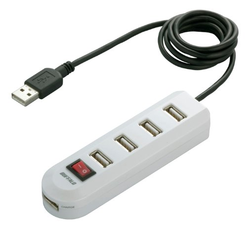 バッファローコクヨサプライ BUFFALO USB2.0Hub セルフ&バスパワー 4+1ポート スイッチ付 ホワイト BSH5A02WH