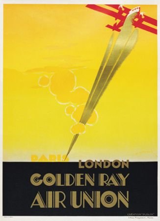 Golden Ray Air Union London ~ 27.5x39.5 Vintage Poster Reproduction By Maurus Droits