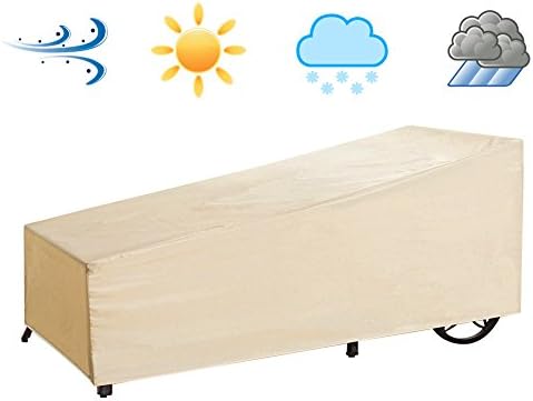Patio Singer Chaise Lounge Cover, Water Resistance, Outdoor Weatherproof, Beige Color (Large)