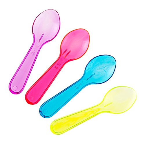 Green Direct Mini Plastic Tasting Spoons And Ice Cream Spoons Approx. 100 Spoons (Transparent Mix)