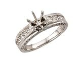 14K white gold ring with Round and P. Cut diamonds semi-mount (centre not included)