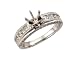 14K white gold ring with Round and P. Cut diamonds semi-mount (centre not included)